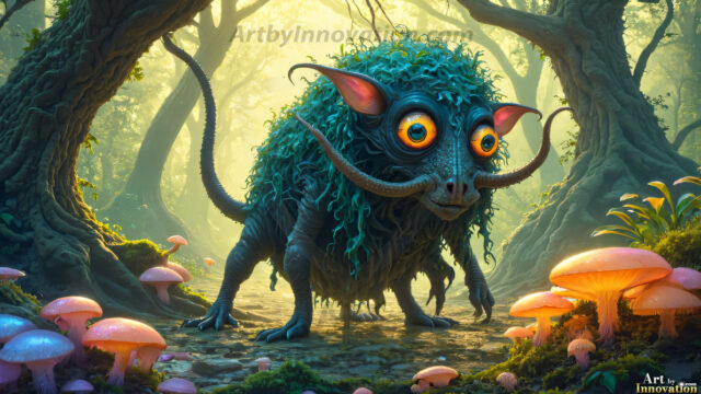 A collection of cute & adorable little-creatures from around the universe. In a photorealistic magical enchanted forest, the surface is covered in vibrant green moss, clusters of bioluminescent mushrooms. With delicate wildflowers blooming in impossible colors — violet, gold, crimson, as adorable little creatures rise from a misty forest floor. A hyper-realistic photo of hybrid creatures, like a adorable baby elephant, no bigger than a human palm. A foxlike creature, with red eyes, fluffy soft fur, and rows of sharp, serrated teeth. A chimera like weird creature, with crazy alien eyes, cyberpunk style. A hyper realistic portrait of a prehensile-tailed opossum, vibrantly colored, illuminated only by moonlight filtering through leaves in the darkness of night.