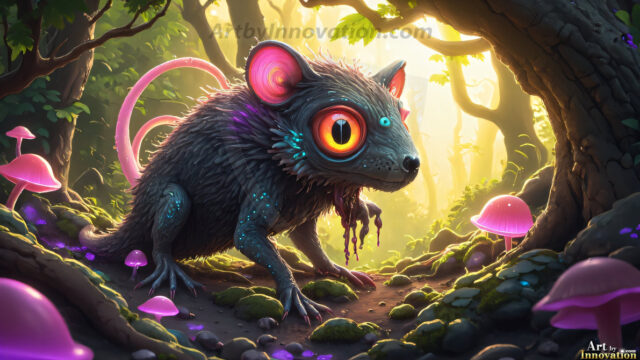 A collection of cute & adorable little-creatures from around the universe. In a photorealistic magical enchanted forest, the surface is covered in vibrant green moss, clusters of bioluminescent mushrooms. With delicate wildflowers blooming in impossible colors — violet, gold, crimson, as adorable little creatures rise from a misty forest floor. A hyper-realistic photo of hybrid creatures, like a adorable baby elephant, no bigger than a human palm. A foxlike creature, with red eyes, fluffy soft fur, and rows of sharp, serrated teeth. A chimera like weird creature, with crazy alien eyes, cyberpunk style. A hyper realistic portrait of a prehensile-tailed opossum, vibrantly colored, illuminated only by moonlight filtering through leaves in the darkness of night.