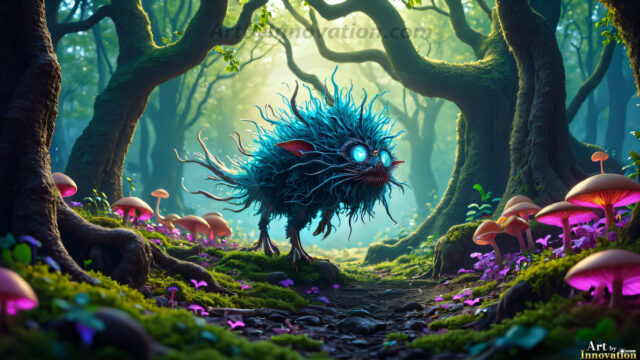 A collection of cute & adorable little-creatures from around the universe. In a photorealistic magical enchanted forest, the surface is covered in vibrant green moss, clusters of bioluminescent mushrooms. With delicate wildflowers blooming in impossible colors — violet, gold, crimson, as adorable little creatures rise from a misty forest floor. A hyper-realistic photo of hybrid creatures, like a adorable baby elephant, no bigger than a human palm. A foxlike creature, with red eyes, fluffy soft fur, and rows of sharp, serrated teeth. A chimera like weird creature, with crazy alien eyes, cyberpunk style. A hyper realistic portrait of a prehensile-tailed opossum, vibrantly colored, illuminated only by moonlight filtering through leaves in the darkness of night.