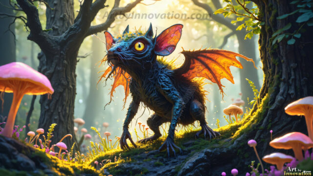 A collection of cute & adorable little-creatures from around the universe. In a photorealistic magical enchanted forest, the surface is covered in vibrant green moss, clusters of bioluminescent mushrooms. With delicate wildflowers blooming in impossible colors — violet, gold, crimson, as adorable little creatures rise from a misty forest floor. A hyper-realistic photo of hybrid creatures, like a adorable baby elephant, no bigger than a human palm. A foxlike creature, with red eyes, fluffy soft fur, and rows of sharp, serrated teeth. A chimera like weird creature, with crazy alien eyes, cyberpunk style. A hyper realistic portrait of a prehensile-tailed opossum, vibrantly colored, illuminated only by moonlight filtering through leaves in the darkness of night.