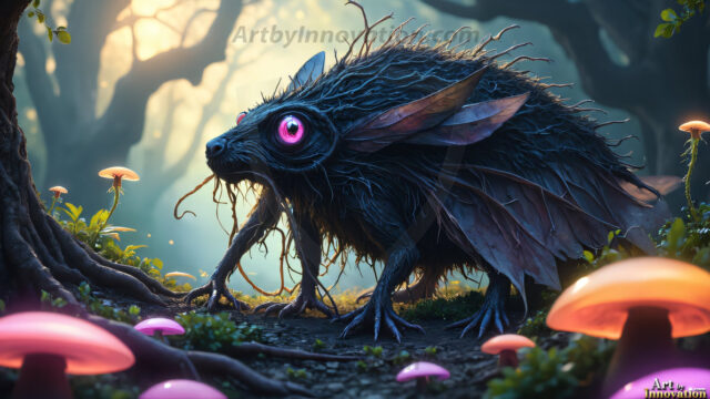 A collection of cute & adorable little-creatures from around the universe. In a photorealistic magical enchanted forest, the surface is covered in vibrant green moss, clusters of bioluminescent mushrooms. With delicate wildflowers blooming in impossible colors — violet, gold, crimson, as adorable little creatures rise from a misty forest floor. A hyper-realistic photo of hybrid creatures, like a adorable baby elephant, no bigger than a human palm. A foxlike creature, with red eyes, fluffy soft fur, and rows of sharp, serrated teeth. A chimera like weird creature, with crazy alien eyes, cyberpunk style. A hyper realistic portrait of a prehensile-tailed opossum, vibrantly colored, illuminated only by moonlight filtering through leaves in the darkness of night.