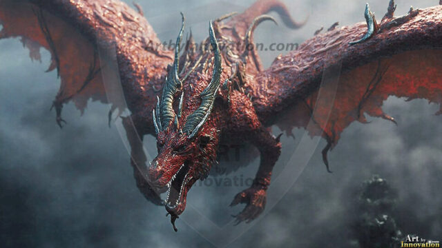 AI dragon fantasy art featuring colossal mythical beasts soaring over modern cities with breathtaking scale, detail and raw power.