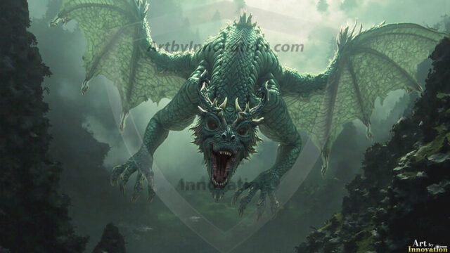 AI dragon fantasy art featuring colossal mythical beasts soaring over modern cities with breathtaking scale, detail and raw power.