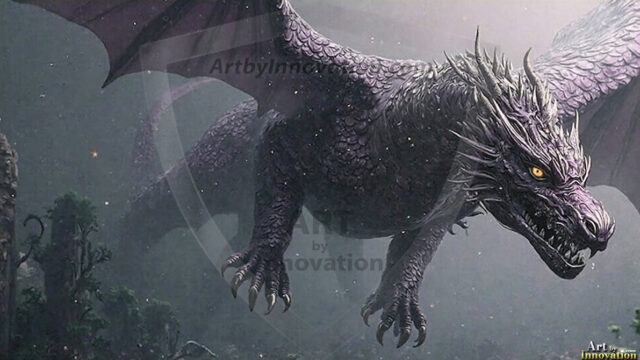 AI dragon fantasy art featuring colossal mythical beasts soaring over modern cities with breathtaking scale, detail and raw power.