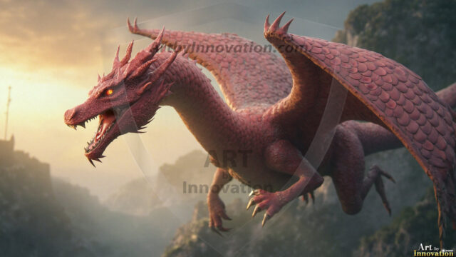 AI dragon fantasy art featuring colossal mythical beasts soaring over modern cities with breathtaking scale, detail and raw power.