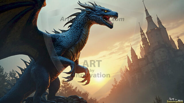 AI dragon fantasy art featuring colossal mythical beasts soaring over modern cities with breathtaking scale, detail and raw power.