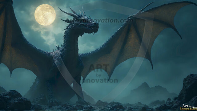 AI dragon fantasy art featuring colossal mythical beasts soaring over modern cities with breathtaking scale, detail and raw power.