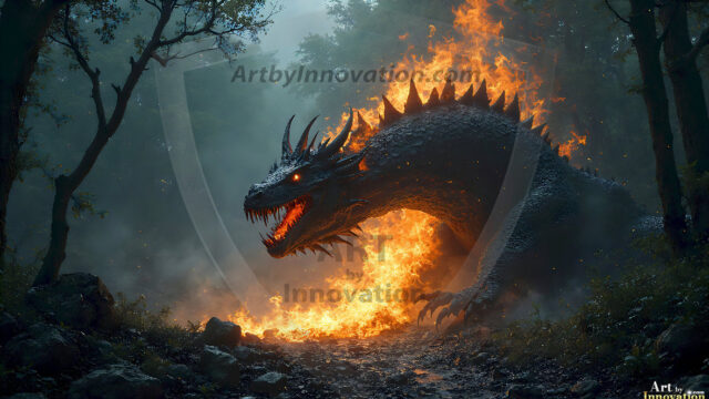 AI dragon fantasy art featuring colossal mythical beasts soaring over modern cities with breathtaking scale, detail and raw power.