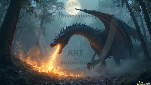 AI dragon fantasy art featuring colossal mythical beasts soaring over modern cities with breathtaking scale, detail and raw power.