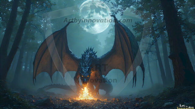 AI dragon fantasy art featuring colossal mythical beasts soaring over modern cities with breathtaking scale, detail and raw power.