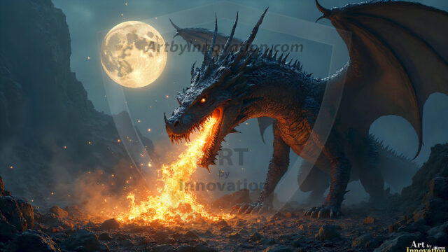 AI dragon fantasy art featuring colossal mythical beasts soaring over modern cities with breathtaking scale, detail and raw power.