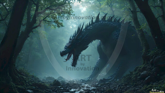 AI dragon fantasy art featuring colossal mythical beasts soaring over modern cities with breathtaking scale, detail and raw power.