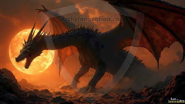 AI dragon fantasy art featuring colossal mythical beasts soaring over modern cities with breathtaking scale, detail and raw power.