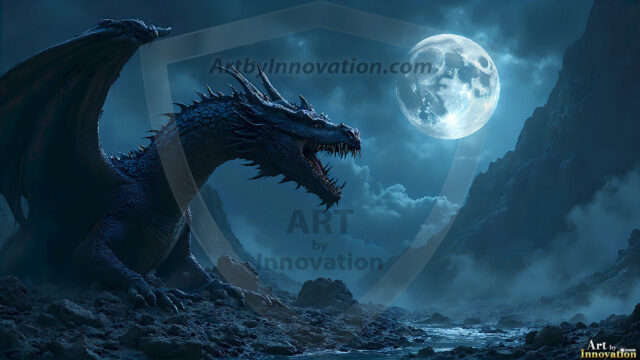 AI dragon fantasy art featuring colossal mythical beasts soaring over modern cities with breathtaking scale, detail and raw power.