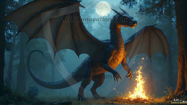 AI dragon fantasy art featuring colossal mythical beasts soaring over modern cities with breathtaking scale, detail and raw power.