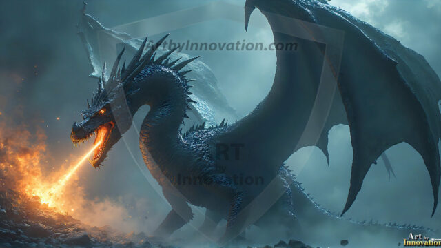 AI dragon fantasy art featuring colossal mythical beasts soaring over modern cities with breathtaking scale, detail and raw power.