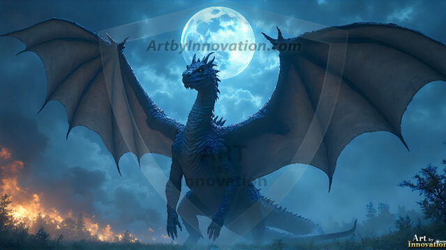 AI dragon fantasy art featuring colossal mythical beasts soaring over modern cities with breathtaking scale, detail and raw power.