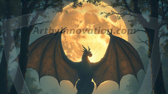 AI dragon fantasy art featuring colossal mythical beasts soaring over modern cities with breathtaking scale, detail and raw power.