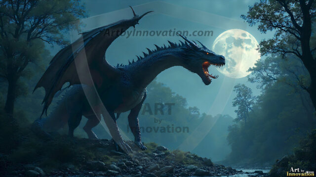 AI dragon fantasy art featuring colossal mythical beasts soaring over modern cities with breathtaking scale, detail and raw power.