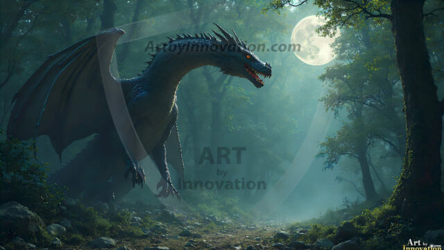 AI dragon fantasy art featuring colossal mythical beasts soaring over modern cities with breathtaking scale, detail and raw power.