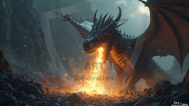 AI dragon fantasy art featuring colossal mythical beasts soaring over modern cities with breathtaking scale, detail and raw power.