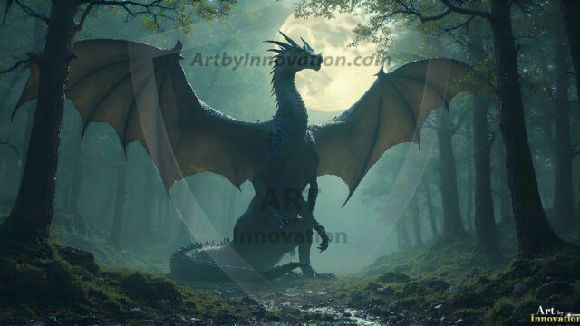 AI dragon fantasy art featuring colossal mythical beasts soaring over modern cities with breathtaking scale, detail and raw power.