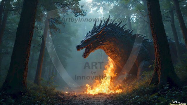 AI dragon fantasy art featuring colossal mythical beasts soaring over modern cities with breathtaking scale, detail and raw power.