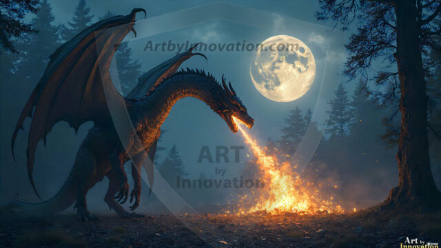 AI dragon fantasy art featuring colossal mythical beasts soaring over modern cities with breathtaking scale, detail and raw power.