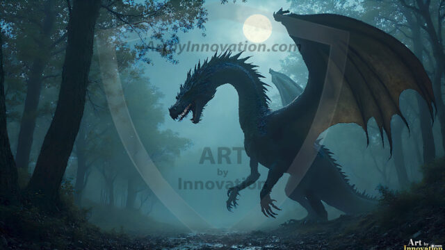 AI dragon fantasy art featuring colossal mythical beasts soaring over modern cities with breathtaking scale, detail and raw power.