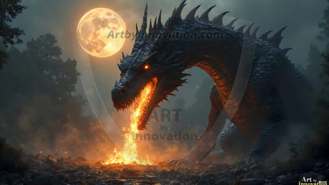 AI dragon fantasy art featuring colossal mythical beasts soaring over modern cities with breathtaking scale, detail and raw power.