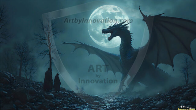 AI dragon fantasy art featuring colossal mythical beasts soaring over modern cities with breathtaking scale, detail and raw power.