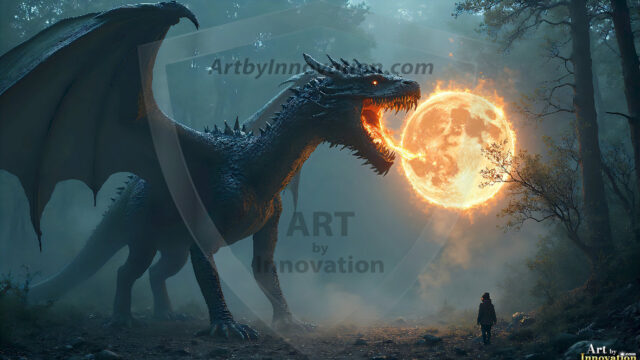 AI dragon fantasy art featuring colossal mythical beasts soaring over modern cities with breathtaking scale, detail and raw power.