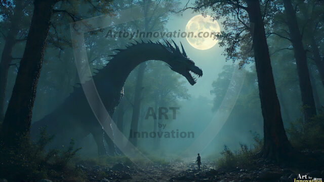 AI dragon fantasy art featuring colossal mythical beasts soaring over modern cities with breathtaking scale, detail and raw power.