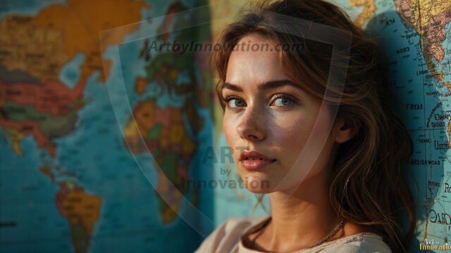 A collection of pictures of beautiful women from various locations around the world. This collection of images was created using AI and includes a mixture of real world locations, as well as fantasy settings. The image prompt was wrote to the make the background a high priority along with the model in the photograph.