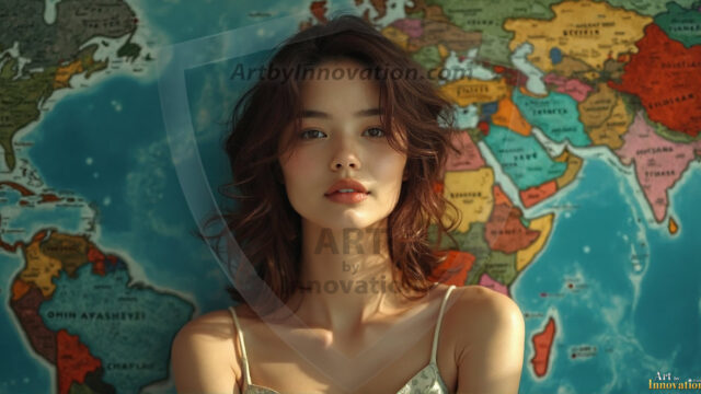 A collection of pictures of beautiful women from various locations around the world. This collection of images was created using AI and includes a mixture of real world locations, as well as fantasy settings. The image prompt was wrote to the make the background a high priority along with the model in the photograph.