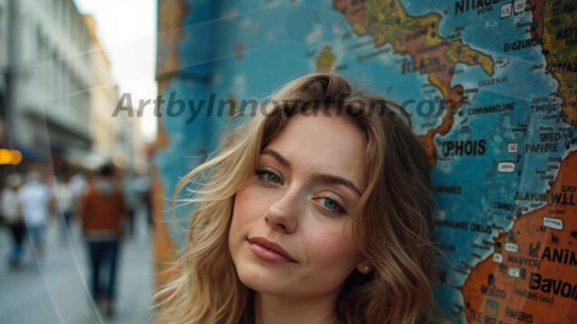 A collection of pictures of beautiful women from various locations around the world. This collection of images was created using AI and includes a mixture of real world locations, as well as fantasy settings. The image prompt was wrote to the make the background a high priority along with the model in the photograph.