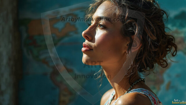 A collection of pictures of beautiful women from various locations around the world. This collection of images was created using AI and includes a mixture of real world locations, as well as fantasy settings. The image prompt was wrote to the make the background a high priority along with the model in the photograph.