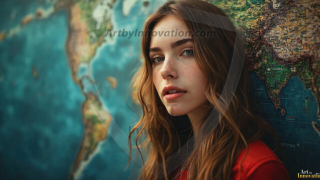 A collection of pictures of beautiful women from various locations around the world. This collection of images was created using AI and includes a mixture of real world locations, as well as fantasy settings. The image prompt was wrote to the make the background a high priority along with the model in the photograph.