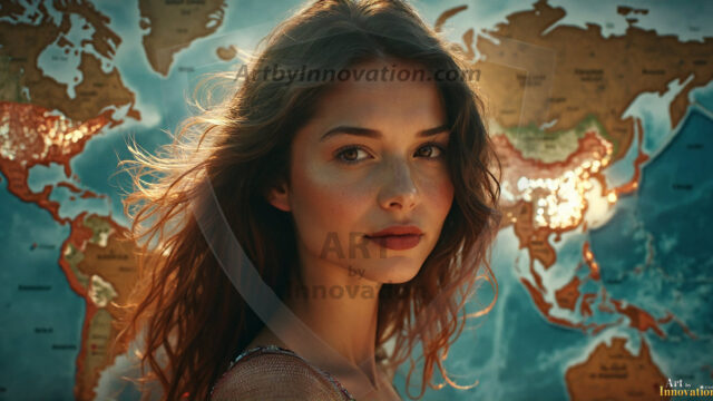 A collection of pictures of beautiful women from various locations around the world. This collection of images was created using AI and includes a mixture of real world locations, as well as fantasy settings. The image prompt was wrote to the make the background a high priority along with the model in the photograph.