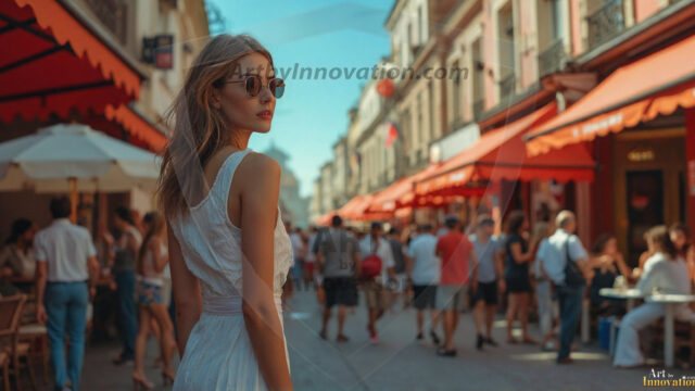 A collection of pictures of beautiful women from various locations around the world. This collection of images was created using AI and includes a mixture of real world locations, as well as fantasy settings. The image prompt was wrote to the make the background a high priority along with the model in the photograph.