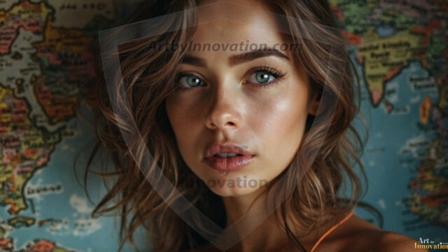 A collection of pictures of beautiful women from various locations around the world. This collection of images was created using AI and includes a mixture of real world locations, as well as fantasy settings. The image prompt was wrote to the make the background a high priority along with the model in the photograph.