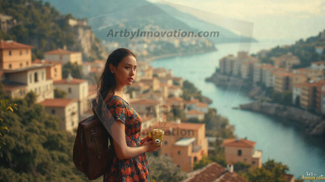 A collection of pictures of beautiful women from various locations around the world. This collection of images was created using AI and includes a mixture of real world locations, as well as fantasy settings. The image prompt was wrote to the make the background a high priority along with the model in the photograph.