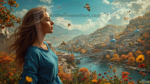 A collection of pictures of beautiful women from various locations around the world. This collection of images was created using AI and includes a mixture of real world locations, as well as fantasy settings. The image prompt was wrote to the make the background a high priority along with the model in the photograph.