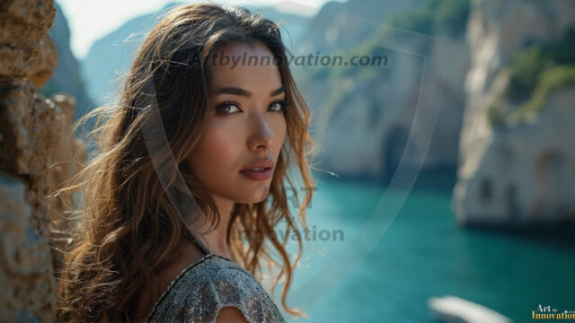 A collection of pictures of beautiful women from various locations around the world. This collection of images was created using AI and includes a mixture of real world locations, as well as fantasy settings. The image prompt was wrote to the make the background a high priority along with the model in the photograph.