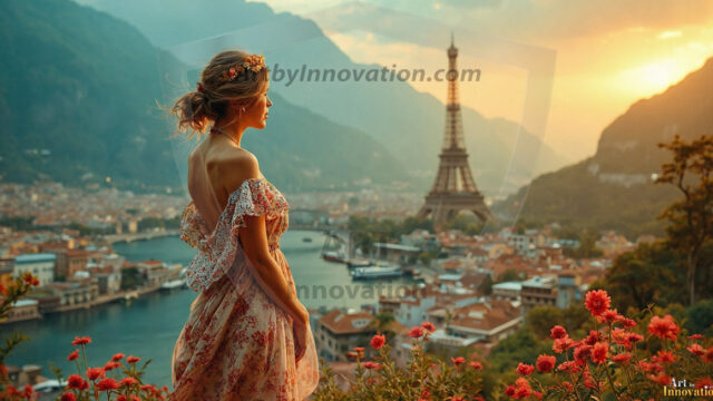 A collection of pictures of beautiful women from various locations around the world. This collection of images was created using AI and includes a mixture of real world locations, as well as fantasy settings. The image prompt was wrote to the make the background a high priority along with the model in the photograph.
