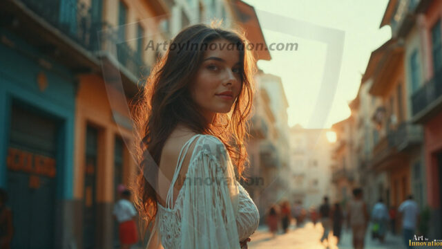 A collection of pictures of beautiful women from various locations around the world. This collection of images was created using AI and includes a mixture of real world locations, as well as fantasy settings. The image prompt was wrote to the make the background a high priority along with the model in the photograph.