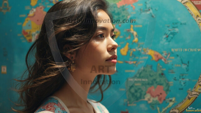 A collection of pictures of beautiful women from various locations around the world. This collection of images was created using AI and includes a mixture of real world locations, as well as fantasy settings. The image prompt was wrote to the make the background a high priority along with the model in the photograph.