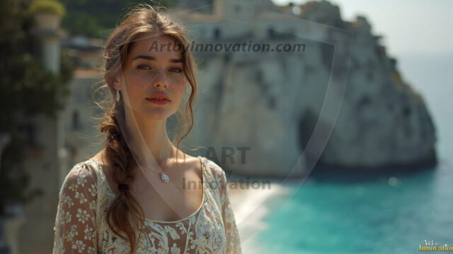 A collection of pictures of beautiful women from various locations around the world. This collection of images was created using AI and includes a mixture of real world locations, as well as fantasy settings. The image prompt was wrote to the make the background a high priority along with the model in the photograph.