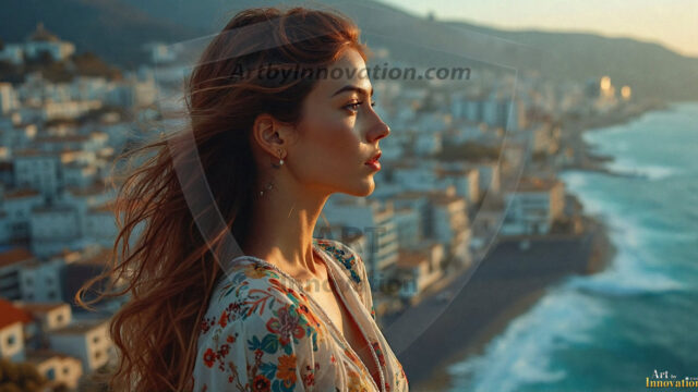 A collection of pictures of beautiful women from various locations around the world. This collection of images was created using AI and includes a mixture of real world locations, as well as fantasy settings. The image prompt was wrote to the make the background a high priority along with the model in the photograph.