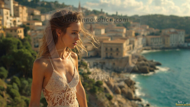 A collection of pictures of beautiful women from various locations around the world. This collection of images was created using AI and includes a mixture of real world locations, as well as fantasy settings. The image prompt was wrote to the make the background a high priority along with the model in the photograph.